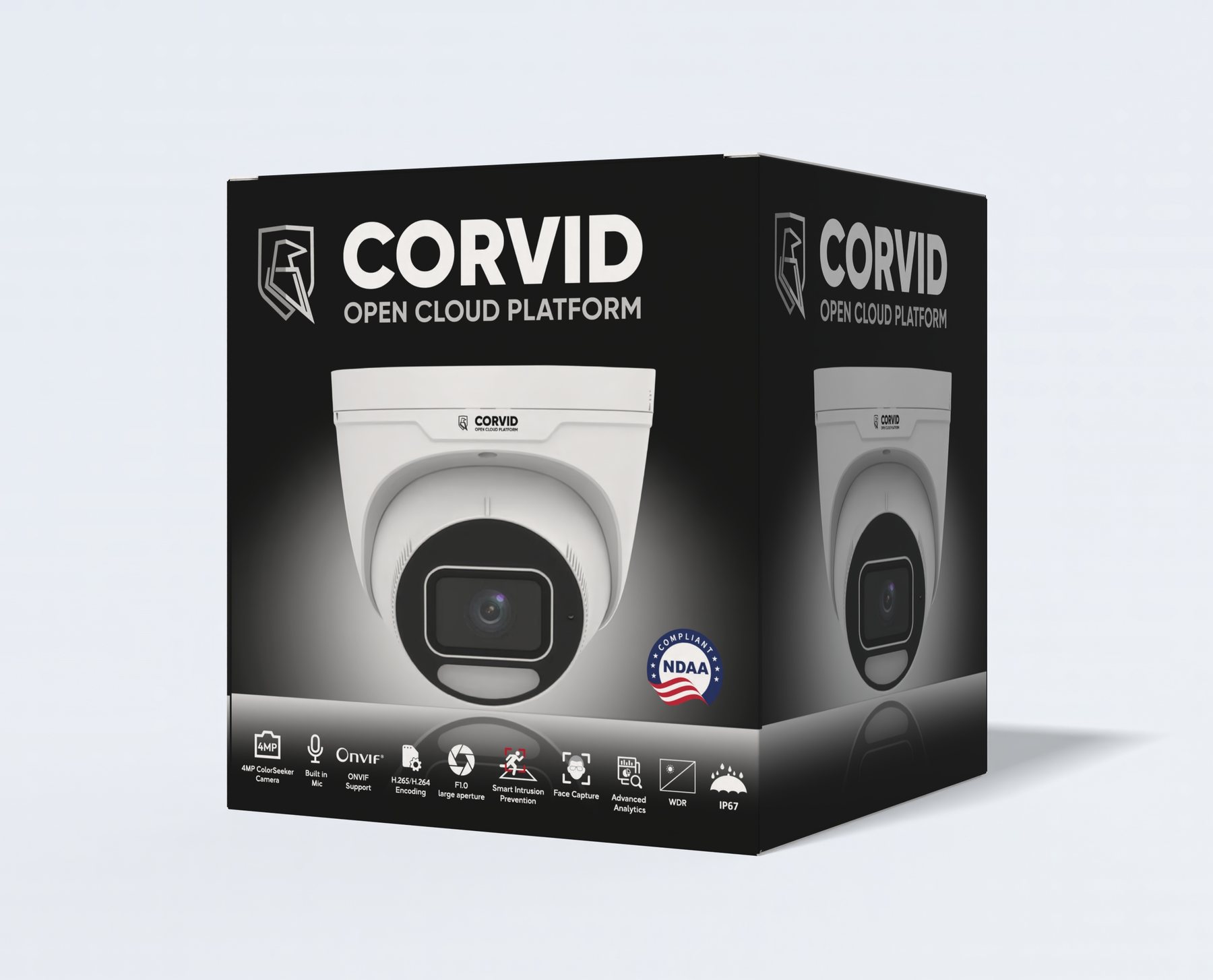 Corvid 4MP ColorHunter retail box, front and side panel